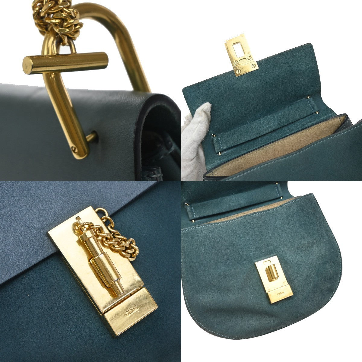 Chloe Drew Leather And Suede Blue Suede Shoulder Bag Bag (Pre-Owned)