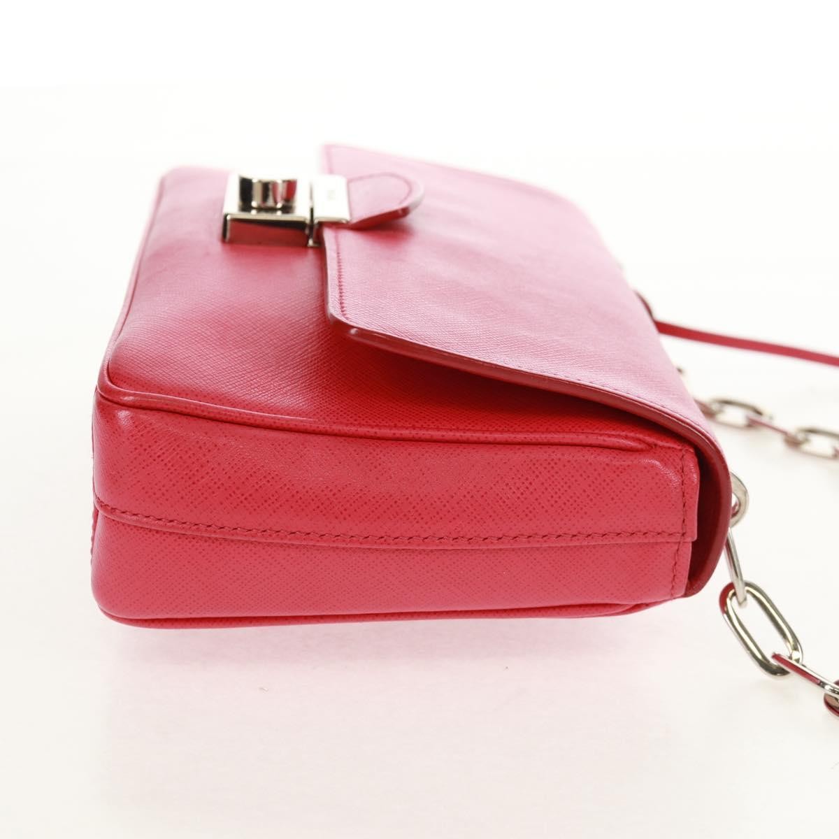 Prada Sound Chain Saffiano Leather Red Leather Shoulder Bag Bag (Pre-Owned)