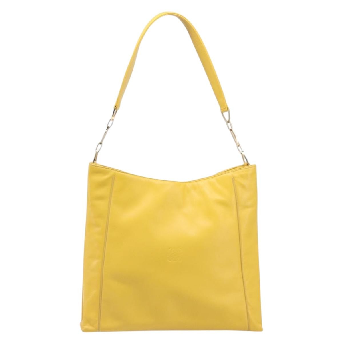 Loewe Shoulder Bag Leather Yellow Leather Shoulder Bag Bag (Pre-Owned)
