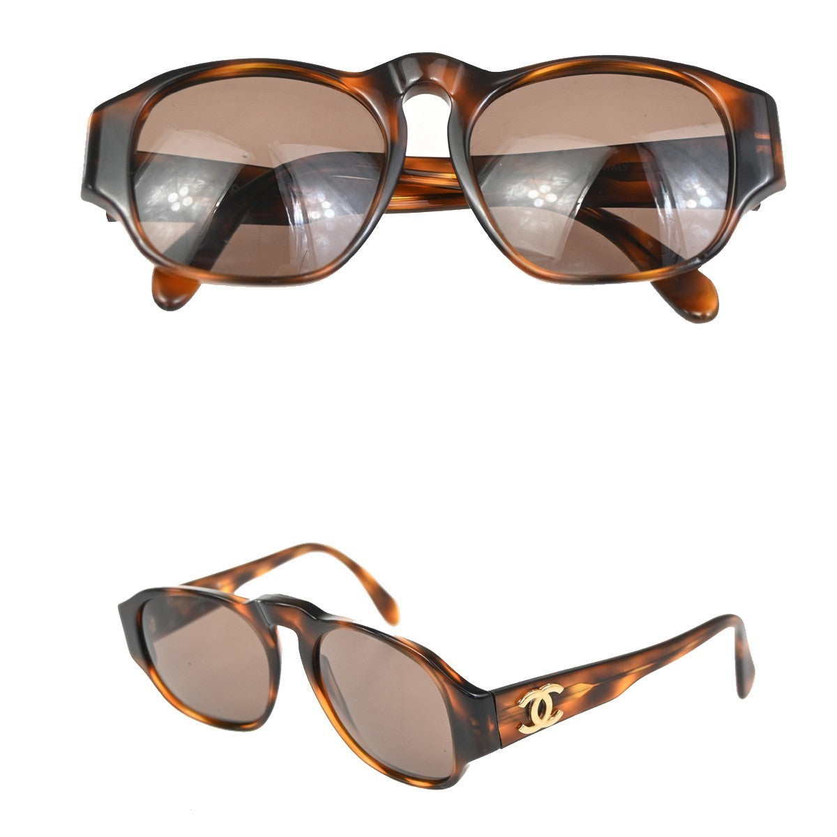 Chanel Logo Cc Plastic Brown Plastic Sunglasse Accessory (Pre-Owned)
