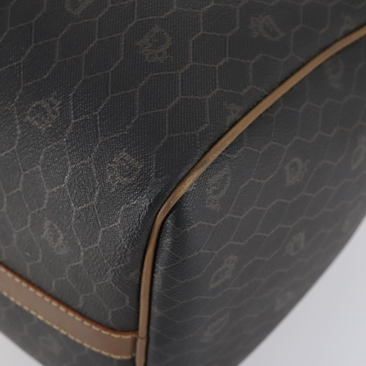 Christian Dior Vintage Honeycomb Boston Canvas And Leather Black Canvas Travel Bag Bag (Pre-Owned)