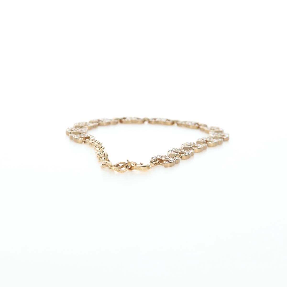 Chanel Cc Link Choker Metal With Crystals Gold Metal Necklace Jewelry (Pre-Owned)