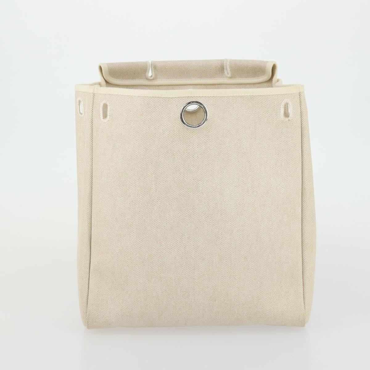 Hermes Herbag A Dos Toile Beige Canvas Backpack Bag (Pre-Owned)