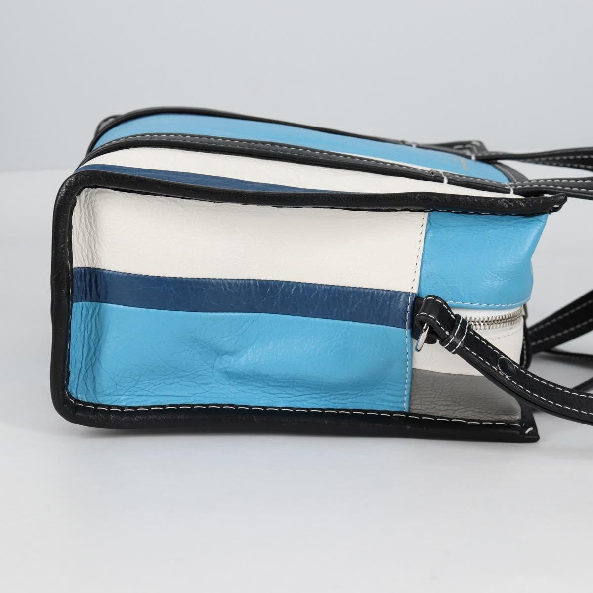 Balenciaga Bazar Convertible Tote Striped Leather Blue Leather Tote Bag Bag (Pre-Owned)