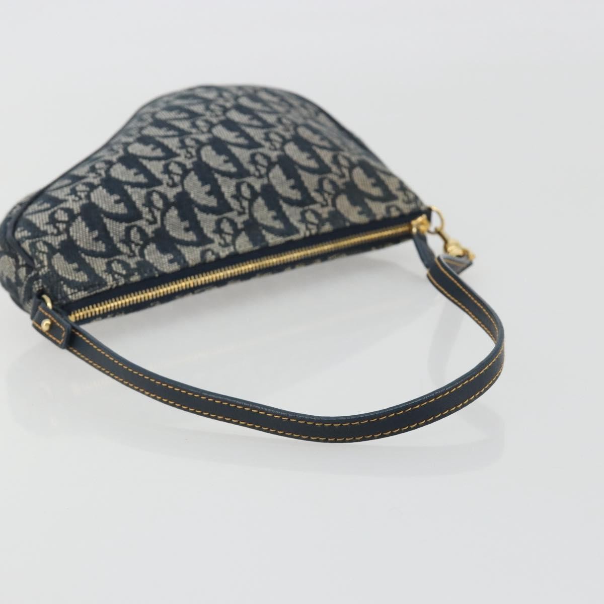 Christian Dior Vintage Saddle Diorissimo Canvas Navy Canvas Shoulder Bag Bag (Pre-Owned)