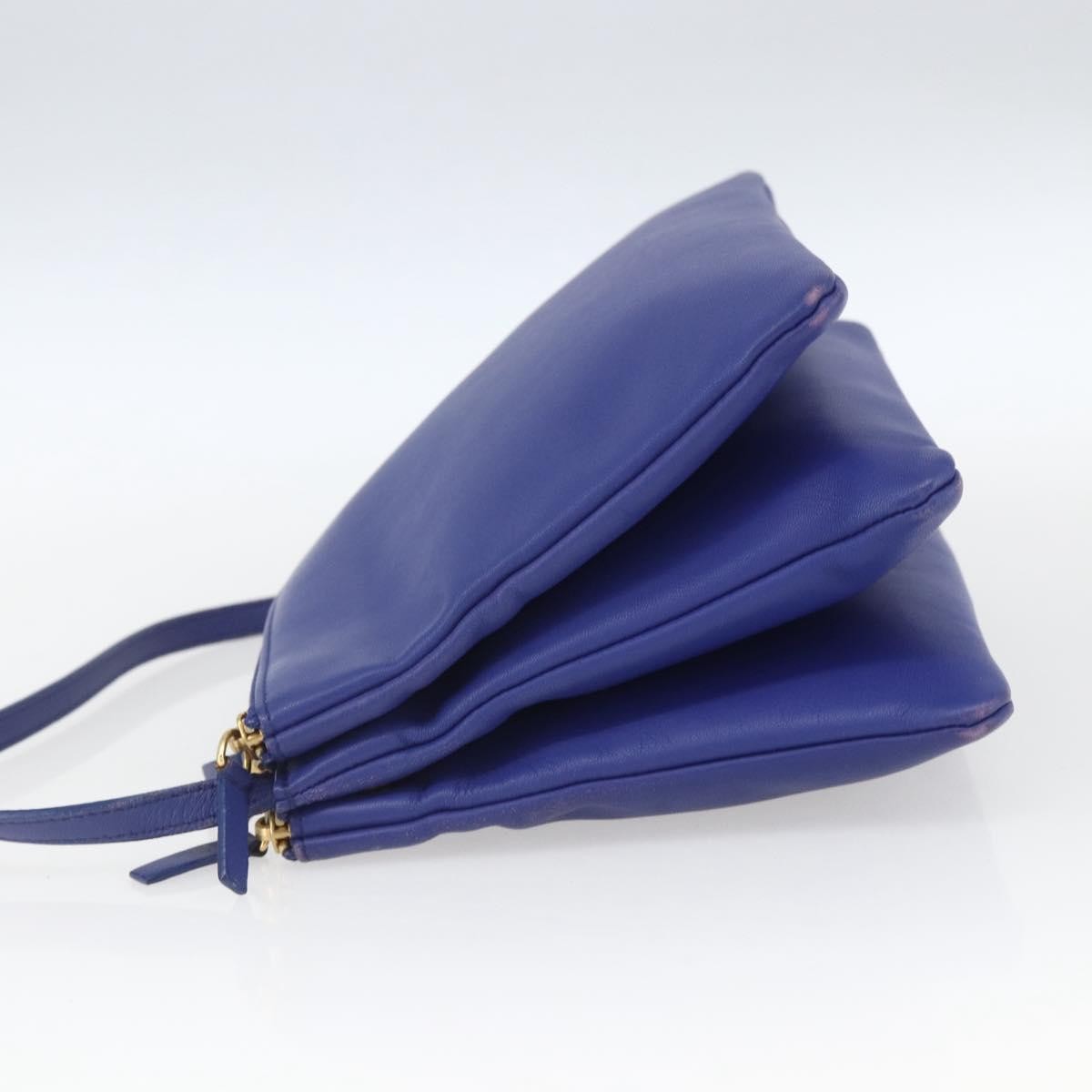 Celine Trio Leather Blue Leather Shoulder Bag Bag (Pre-Owned)