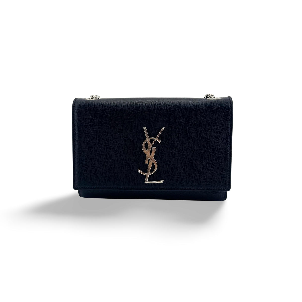 Saint Laurent Classic Monogram Grainy Leather Black Leather Crossbody Bag Bag (Pre-Owned)