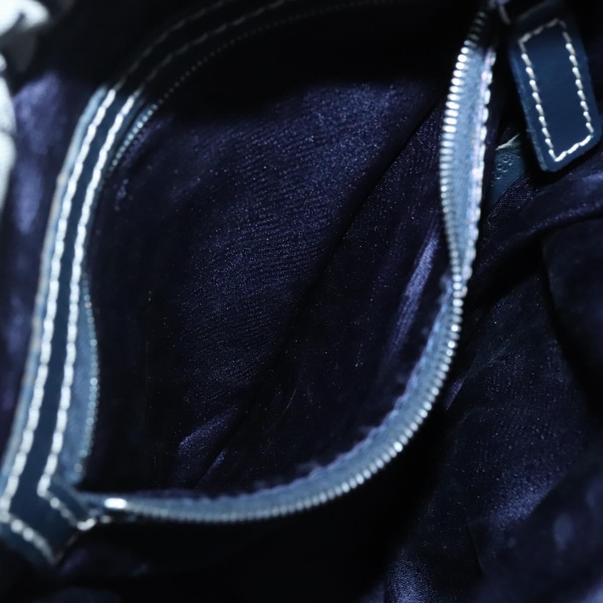 Fendi Ff Logo Mon Tresor Bucket Printed Shearling With Leather Navy Canvas Shoulder Bag Bag (Pre-Owned)