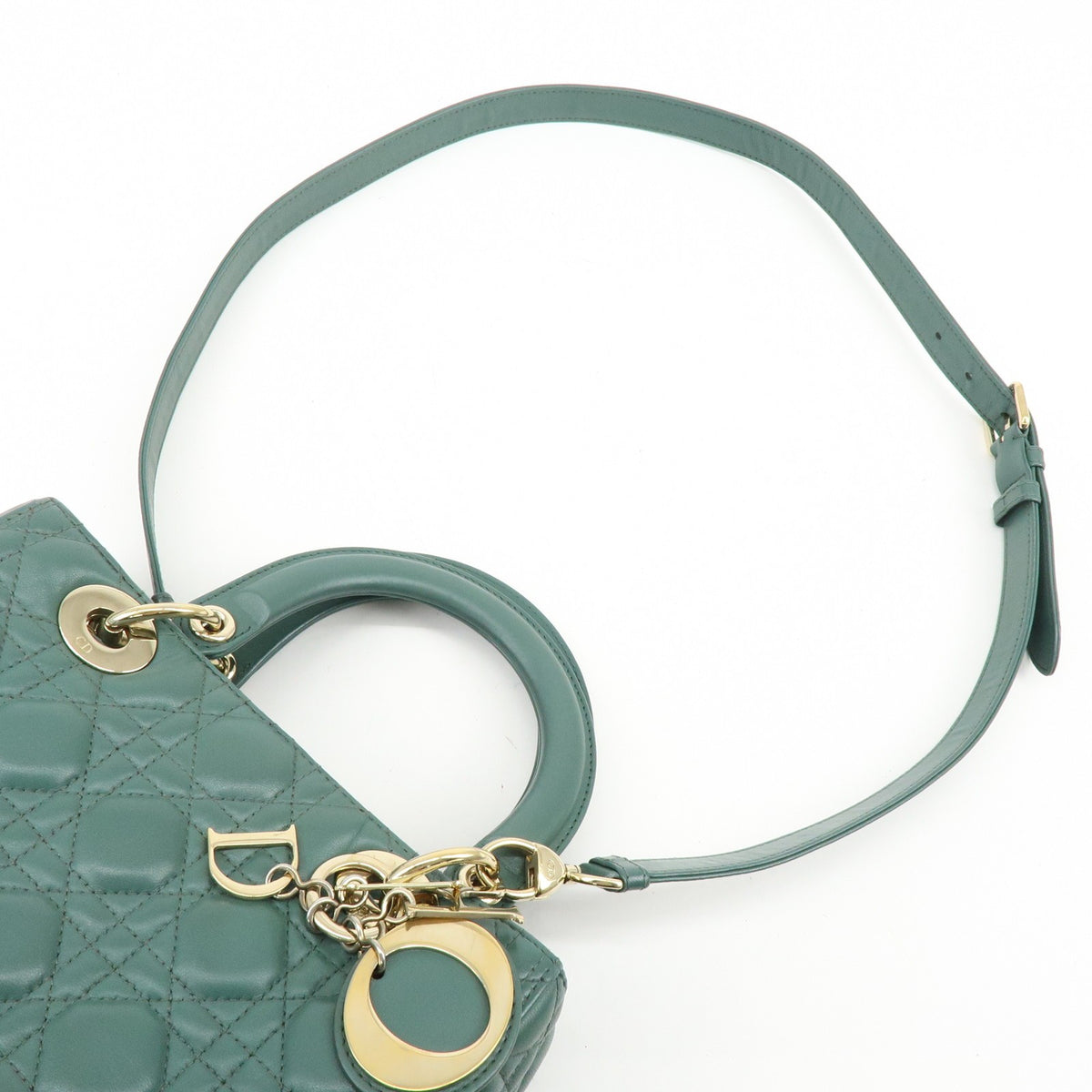 Christian Dior Lady Dior Green Leather Handbag (Pre-Owned)