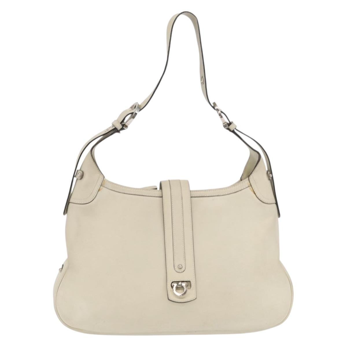 Salvatore Ferragamo Gancini Leather Beige Leather Shoulder Bag Bag (Pre-Owned)