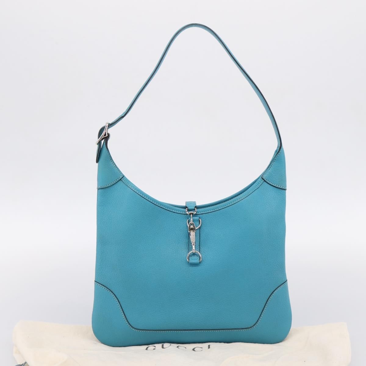 Hermes Trim Clemence Blue Leather Handbag (Pre-Owned)