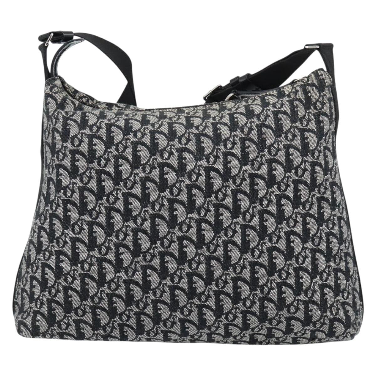 Christian Dior Vintage Trotter Messenger Diorissimo Canvas Black Canvas Shoulder Bag Bag (Pre-Owned)