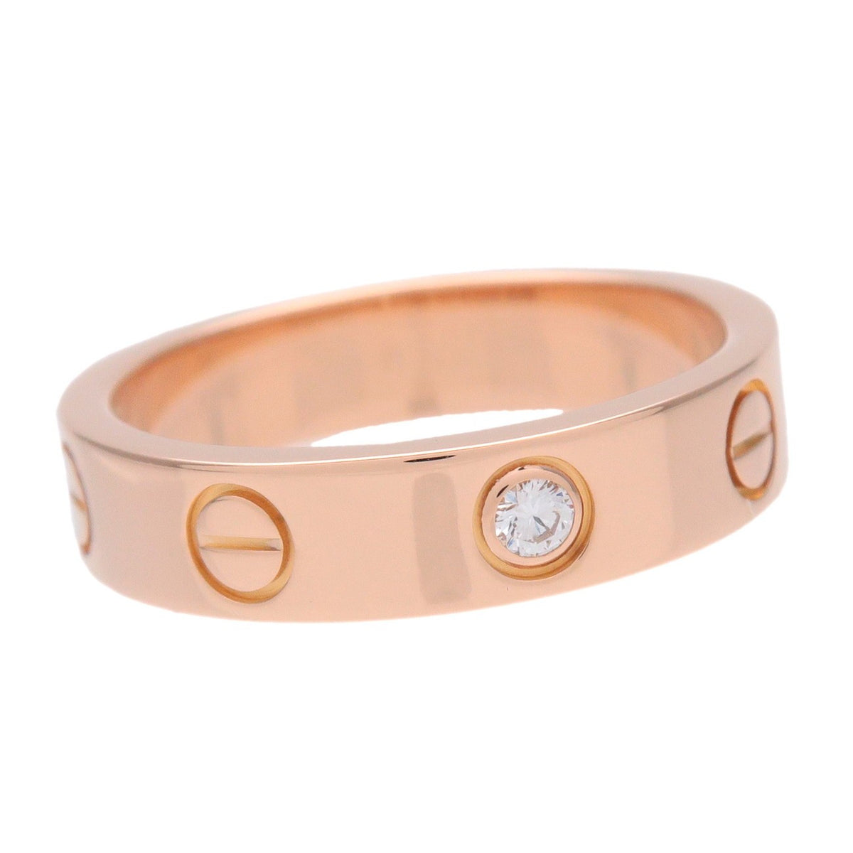 Cartier Love Wedding Band 1 Diamond 18K Rose Gold With Diamond Gold Rose_Gold Ring Jewelry (Pre-Owned)