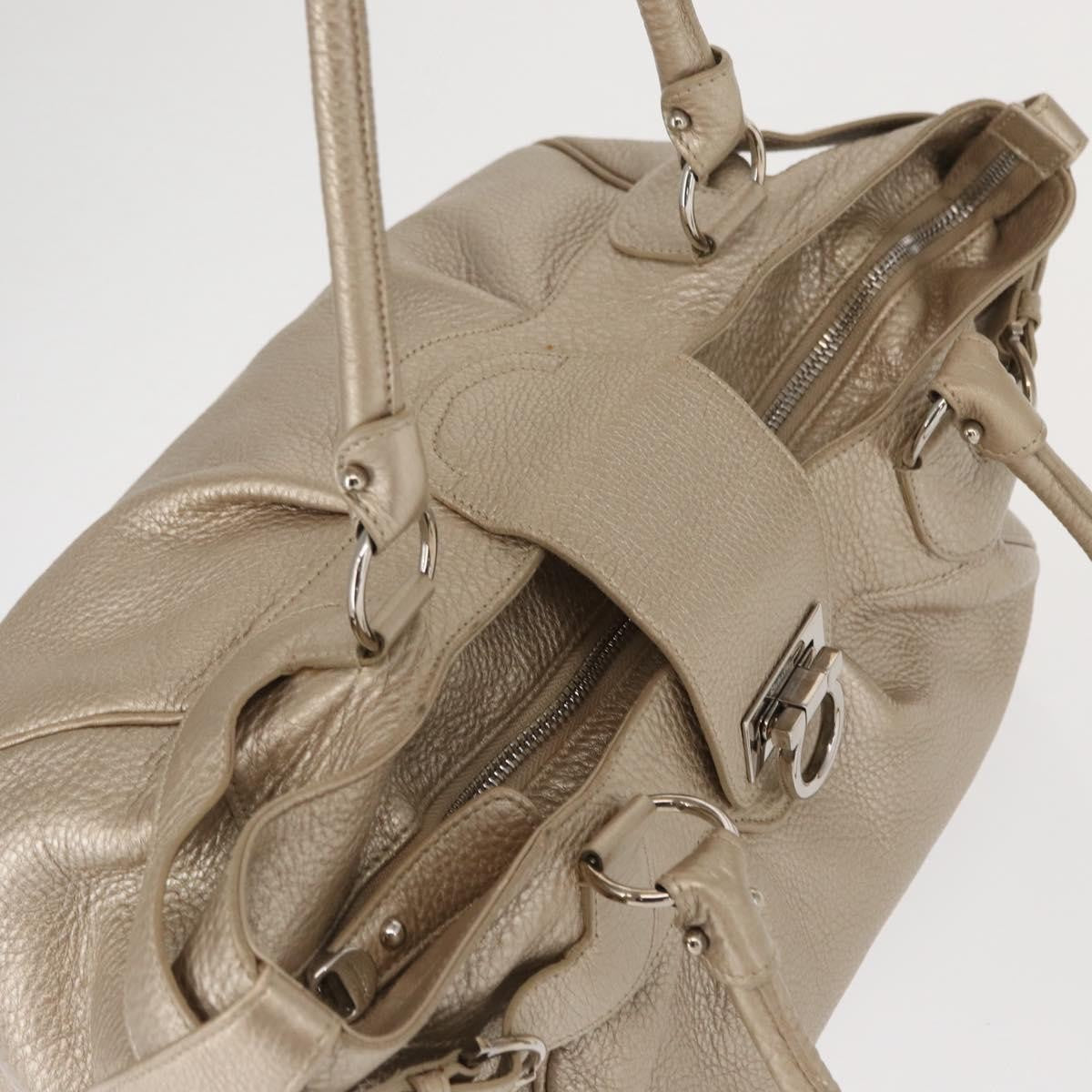 Salvatore Ferragamo Gancini Leather Gold Leather Handbag (Pre-Owned)