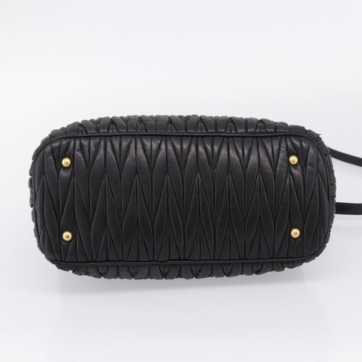 Miu Miu Madras Bowler Matelasse Leather Black Leather Handbag (Pre-Owned)