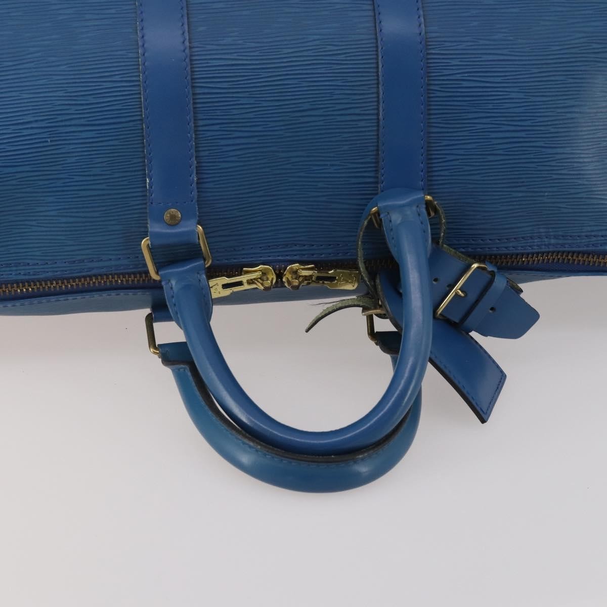 Louis Vuitton Keepall Bag Epi Leather Blue Leather Travel Bag Bag (Pre-Owned)