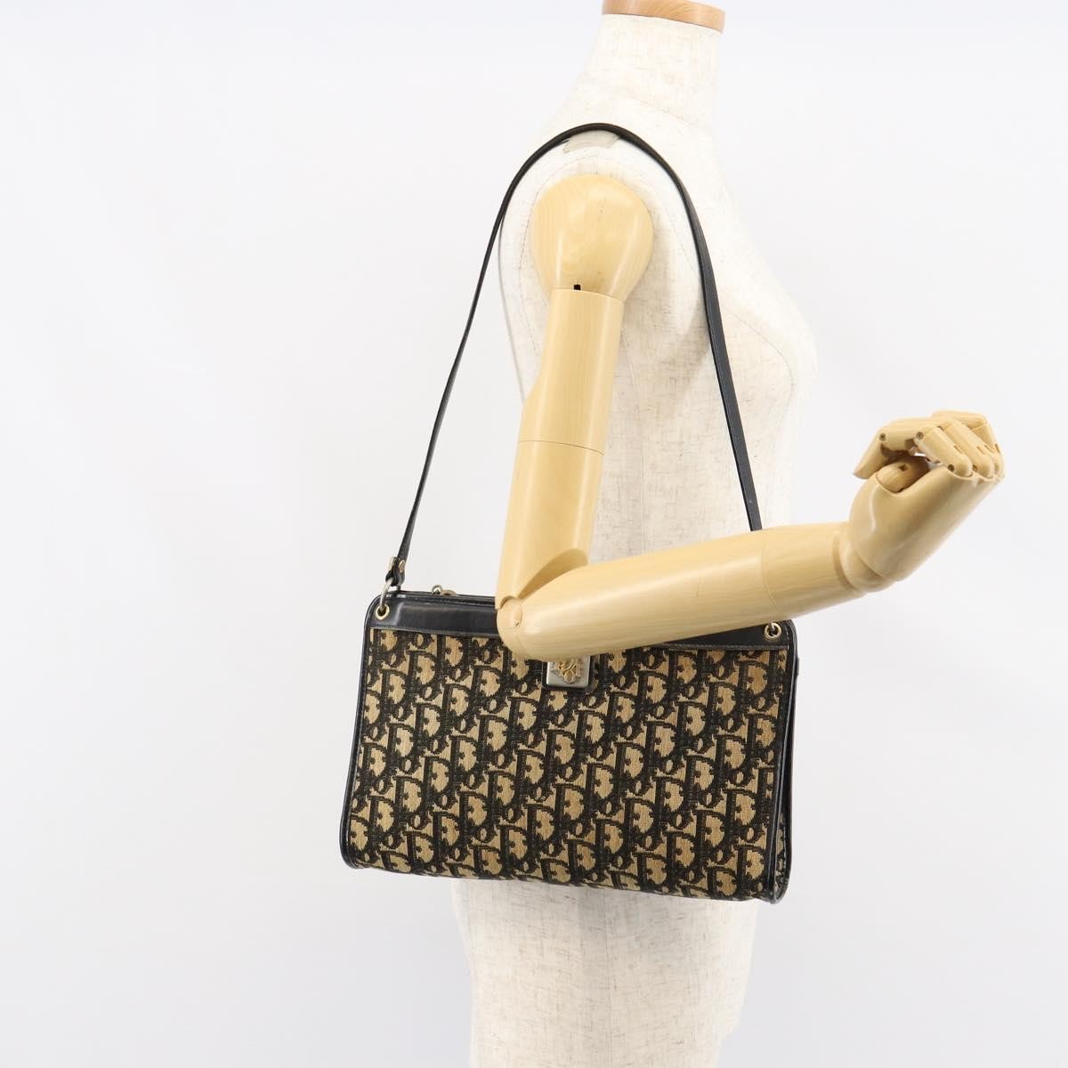 Christian Dior Vintage Trotter Canvas Navy Canvas Shoulder Bag Bag (Pre-Owned)