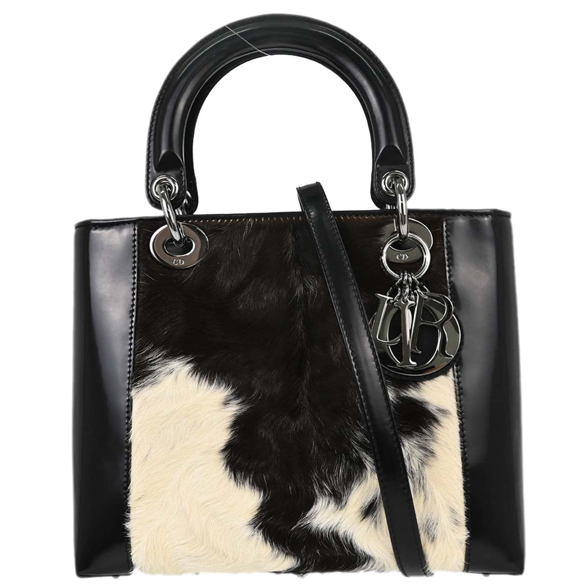 Christian Dior Lady Dior Soft Zip Cannage Stitch Leather Black Pony_Style_Calfskin Tote Bag Bag (Pre-Owned)