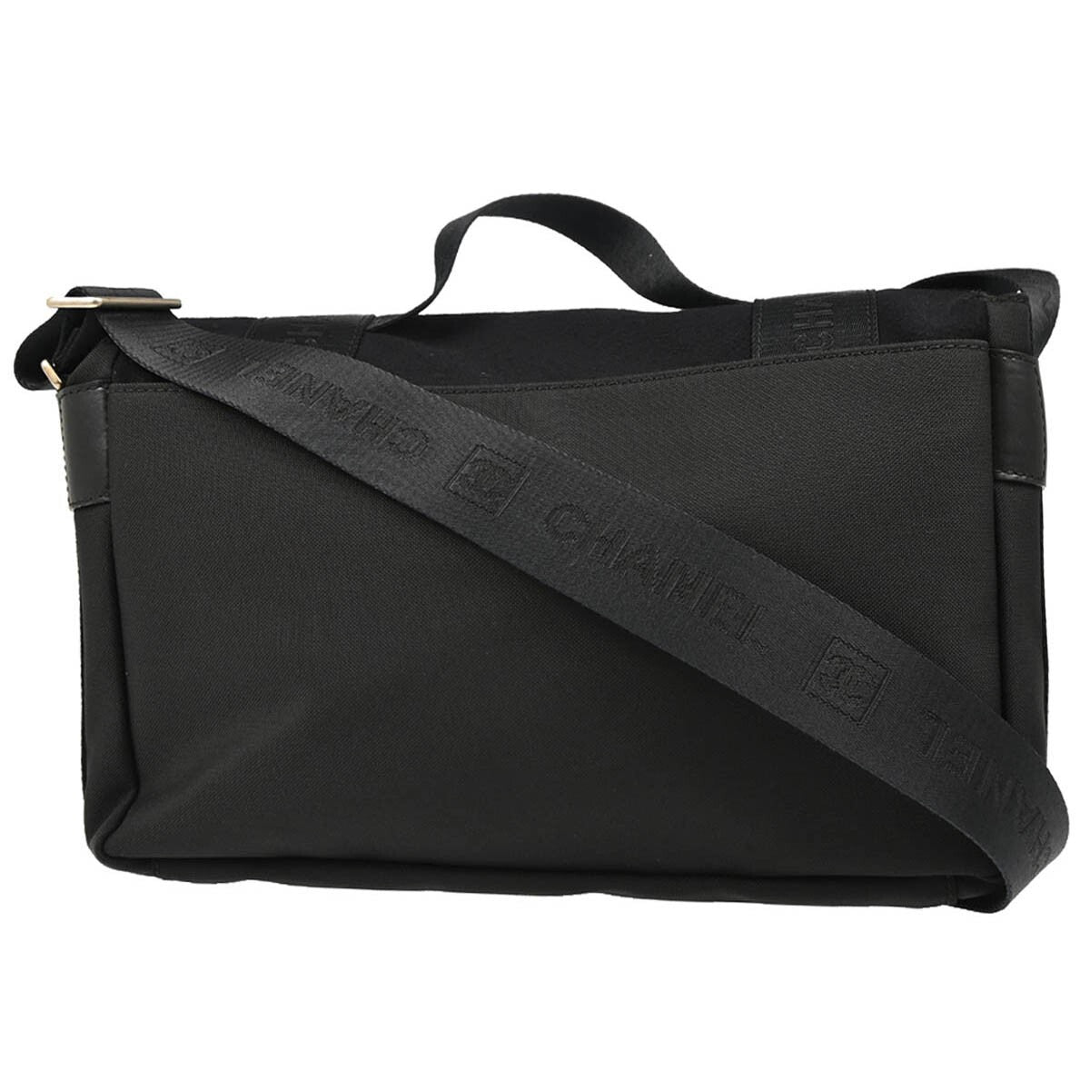 Chanel Sport Line Flap Messenger Wool And Nylon Black Nylon Shoulder Bag Bag (Pre-Owned)