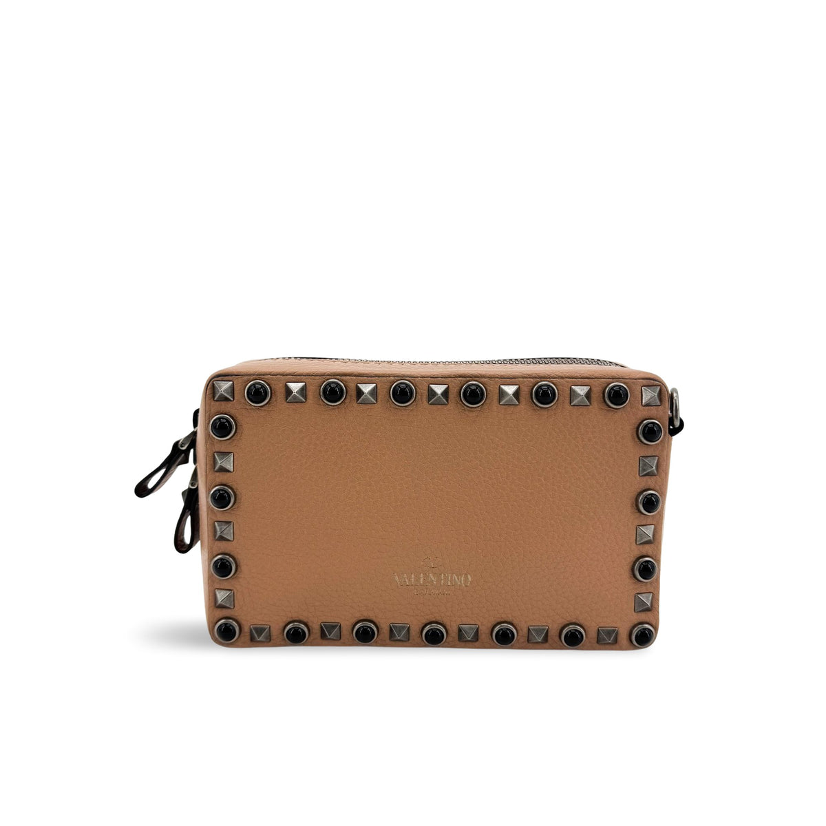 Valentino Garavani Rockstud Chain Camera Leather Brown Leather Crossbody Bag Bag (Pre-Owned)