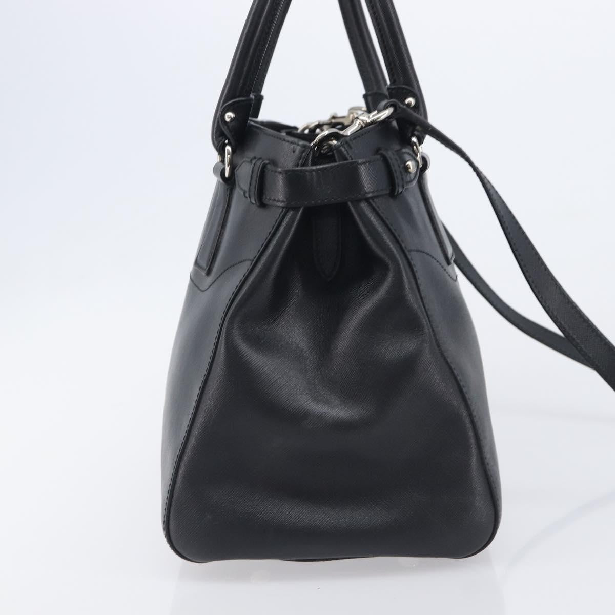 Salvatore Ferragamo Beky Saffiano Leather Black Leather Tote Bag Bag (Pre-Owned)