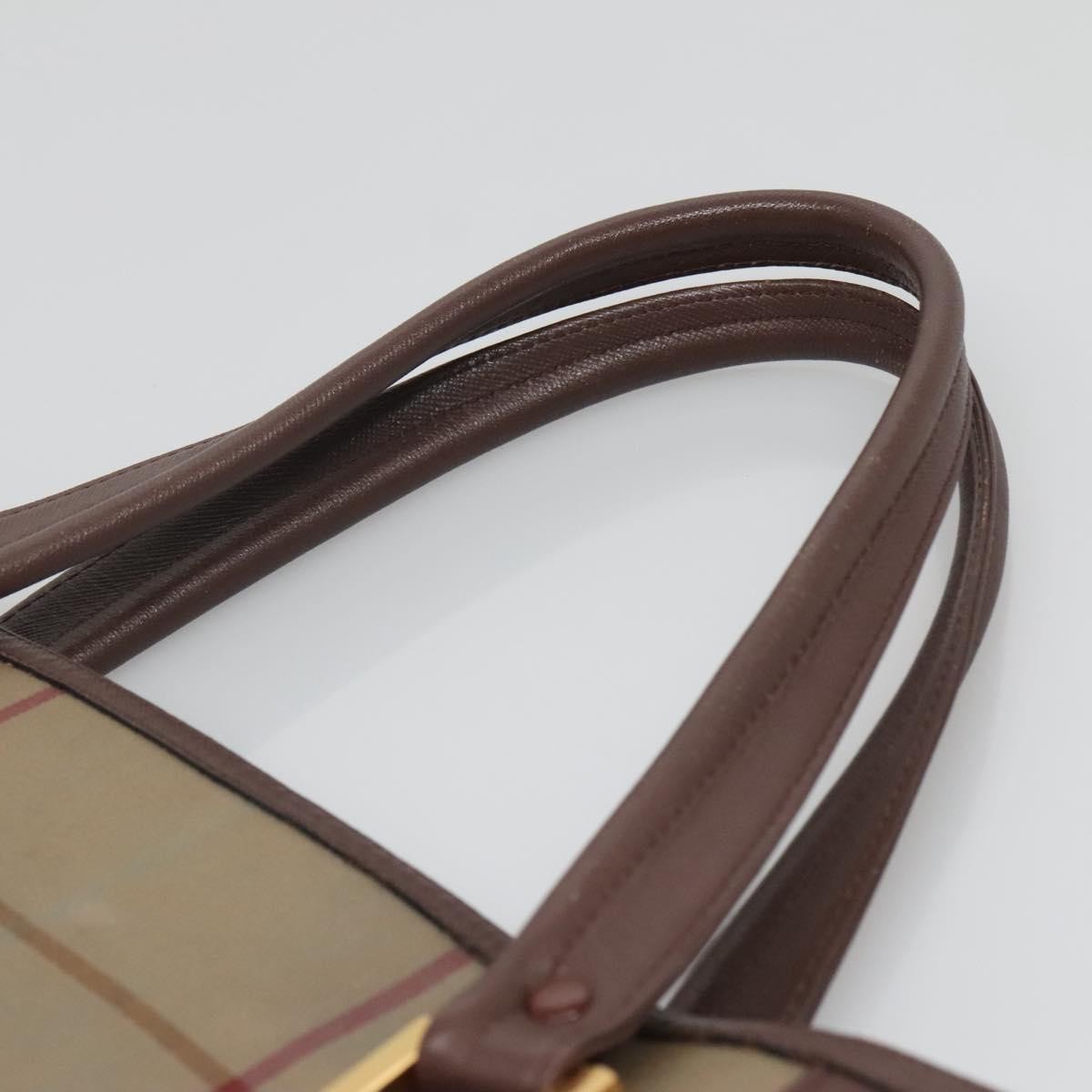Burberry Nova Check Tote Canvas And Leather Beige Canvas Tote Bag Bag (Pre-Owned)