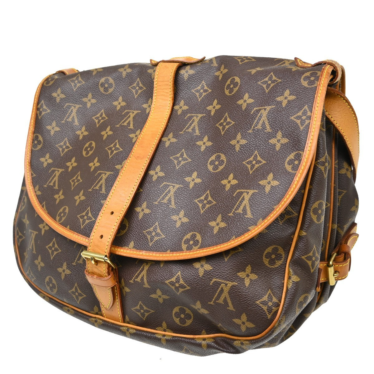 Louis Vuitton Saumur Monogram Canvas Brown Canvas Shoulder Bag Bag (Pre-Owned)