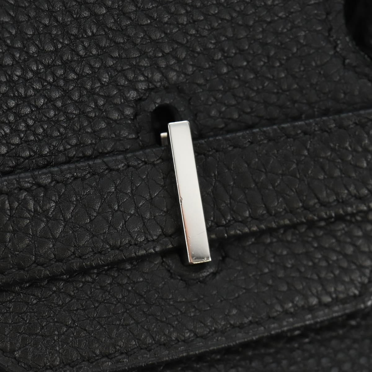 Hermes Birkin Black Clemence With Palladium Hardware Black Leather Handbag (Pre-Owned)