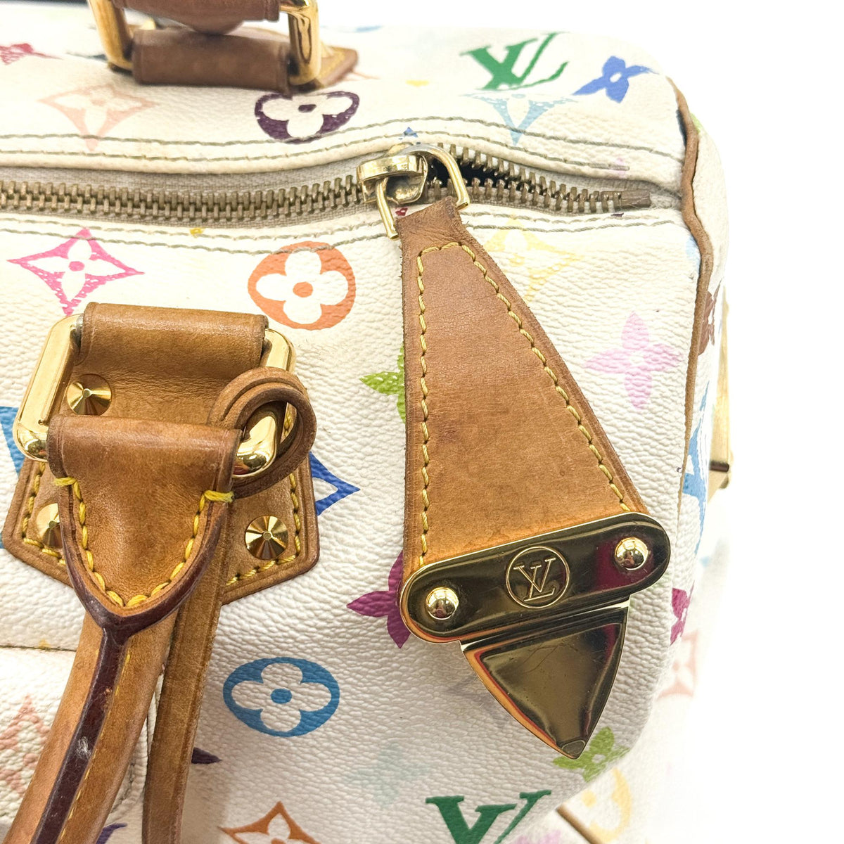 Louis Vuitton Speedy Monogram Multicolor White Canvas Handbag (Pre-Owned)