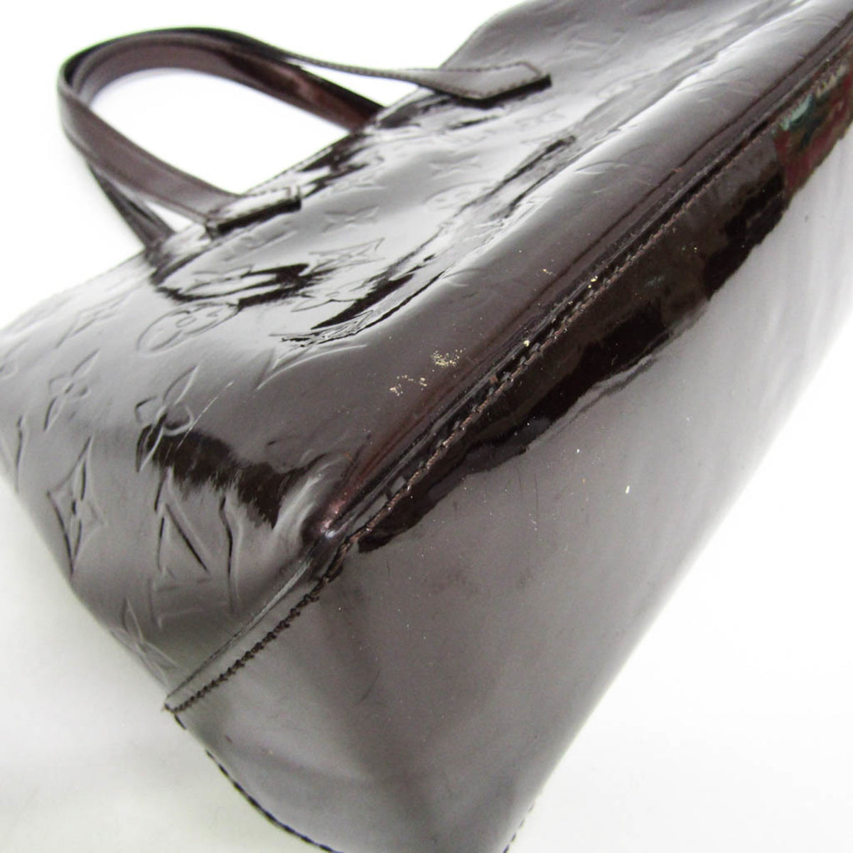 Louis Vuitton Wilshire Monogram Vernis Burgundy Patent_Leather Handbag (Pre-Owned)