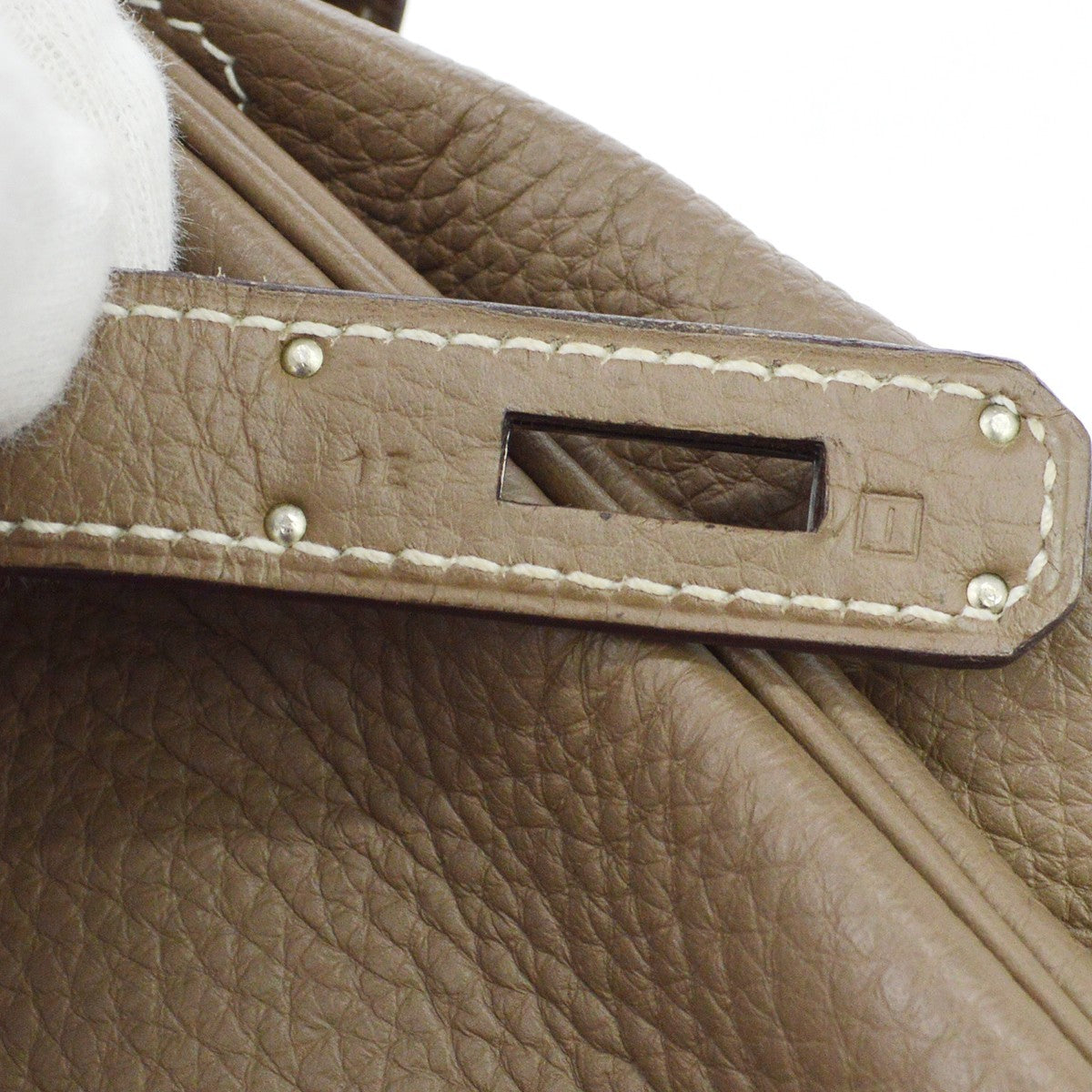 Hermes Birkin Grey Clemence With Palladium Hardware Gray Calfskin Handbag (Pre-Owned)