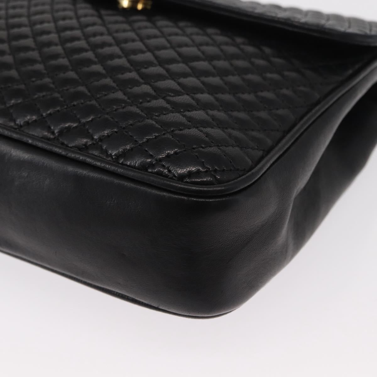 Bally Vintage Chain Quilted Leather Black Leather Shoulder Bag Bag (Pre-Owned)