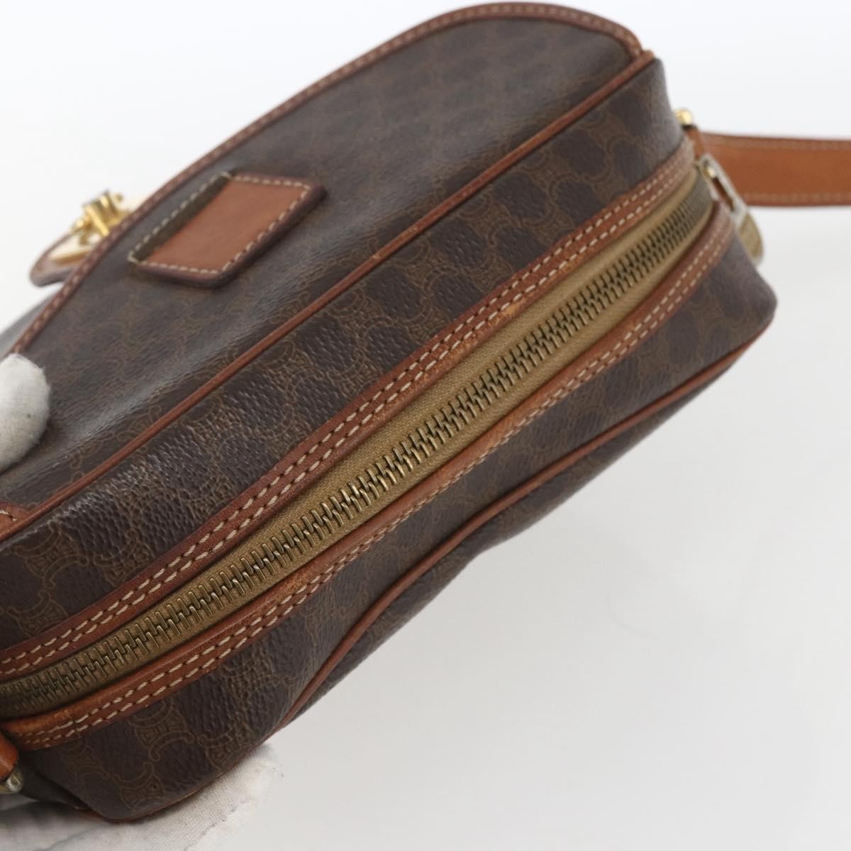 Celine Vintage Macadam Canvas And Leather Brown Canvas Shoulder Bag Bag (Pre-Owned)