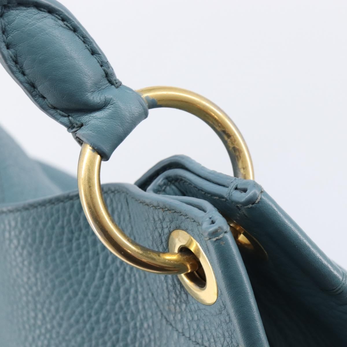 Prada Rolled Hobo Vitello Daino Blue Leather Shoulder Bag Bag (Pre-Owned)
