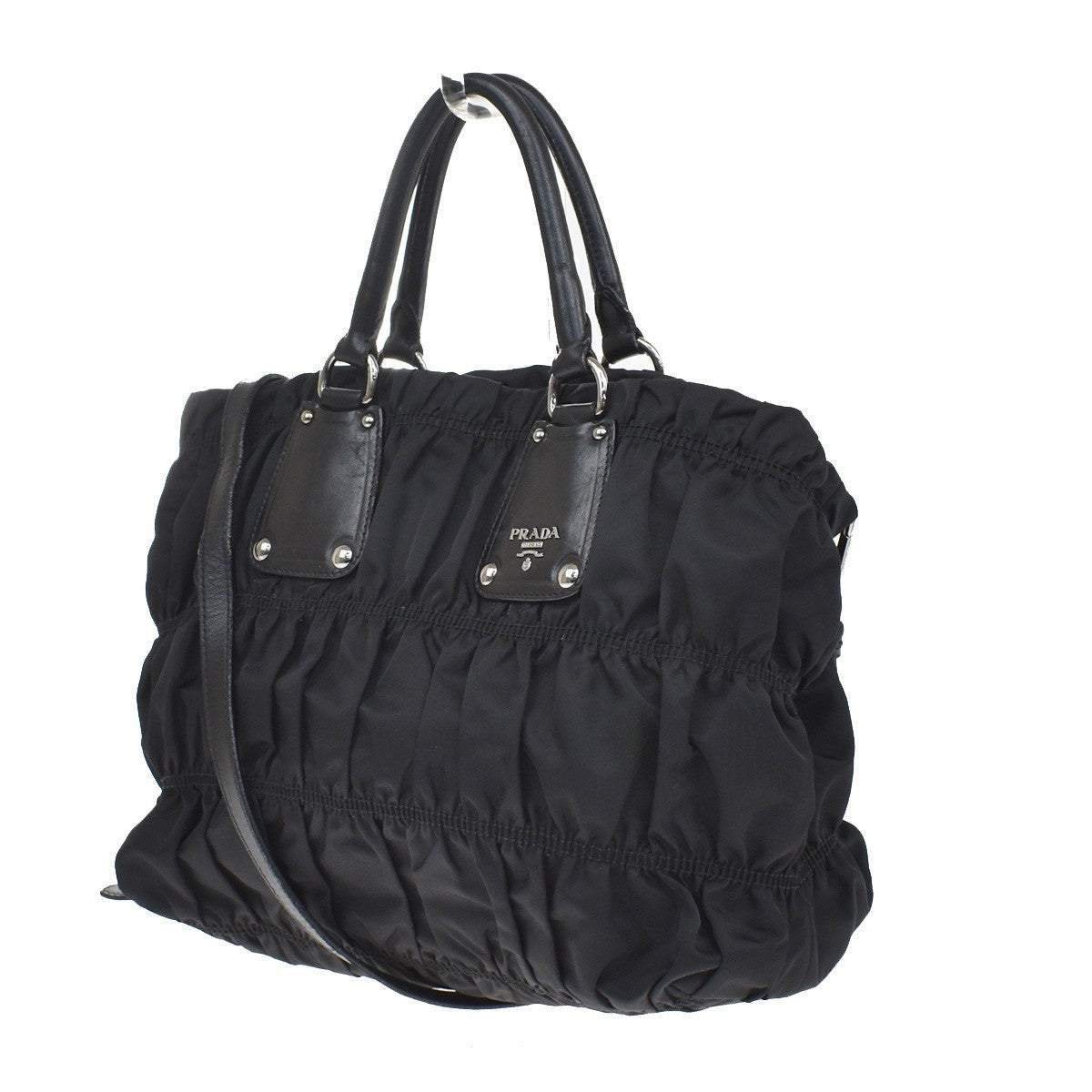 Prada Gaufre Shopping Tessuto Black Nylon Tote Bag Bag (Pre-Owned)