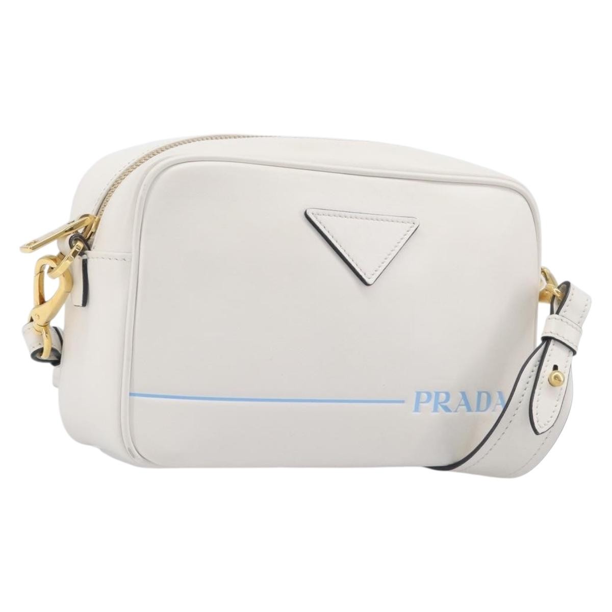 Prada Mirage Camera Leather White Leather Handbag (Pre-Owned)