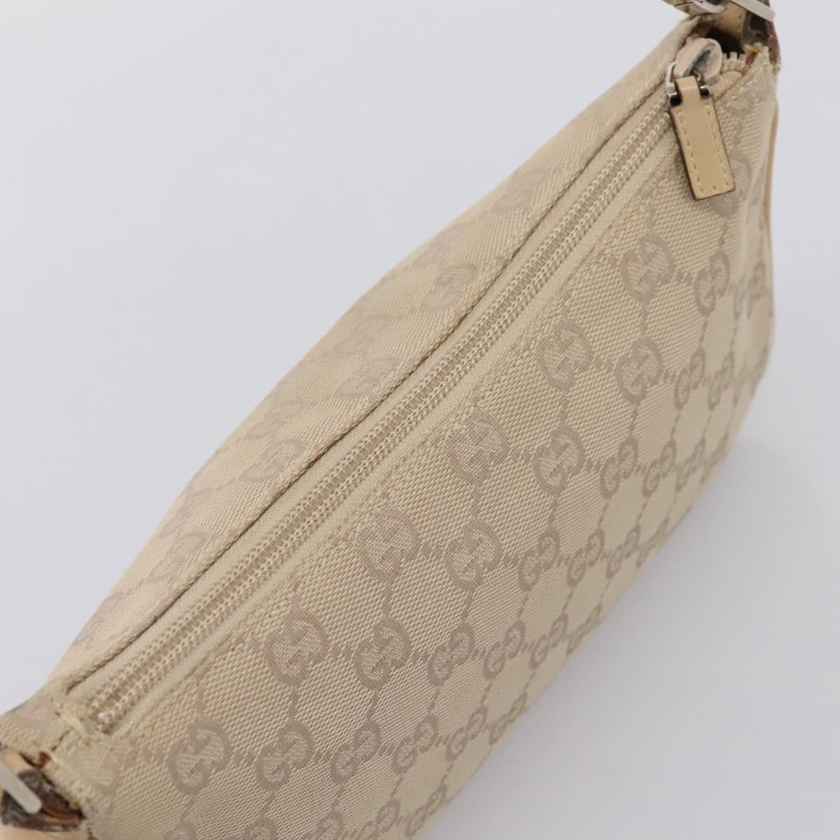 Gucci Bamboo Top Handle Gg Canvas Beige Canvas Handbag (Pre-Owned)
