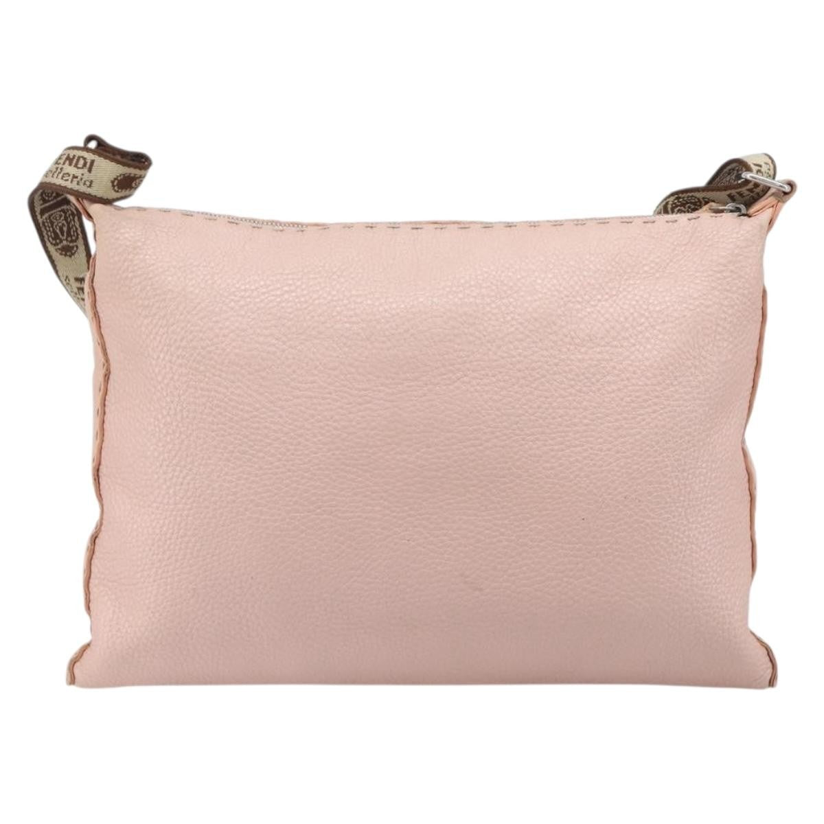 Fendi Vintage Selleria Zip Messenger Leather Pink Leather Handbag (Pre-Owned)
