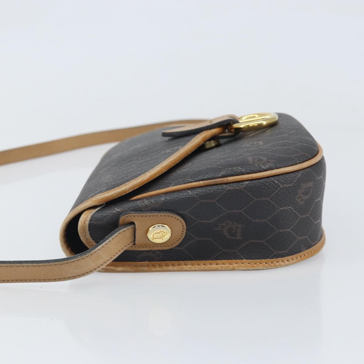 Christian Dior Vintage Honeycomb Canvas And Leather Black Canvas Shoulder Bag Bag (Pre-Owned)