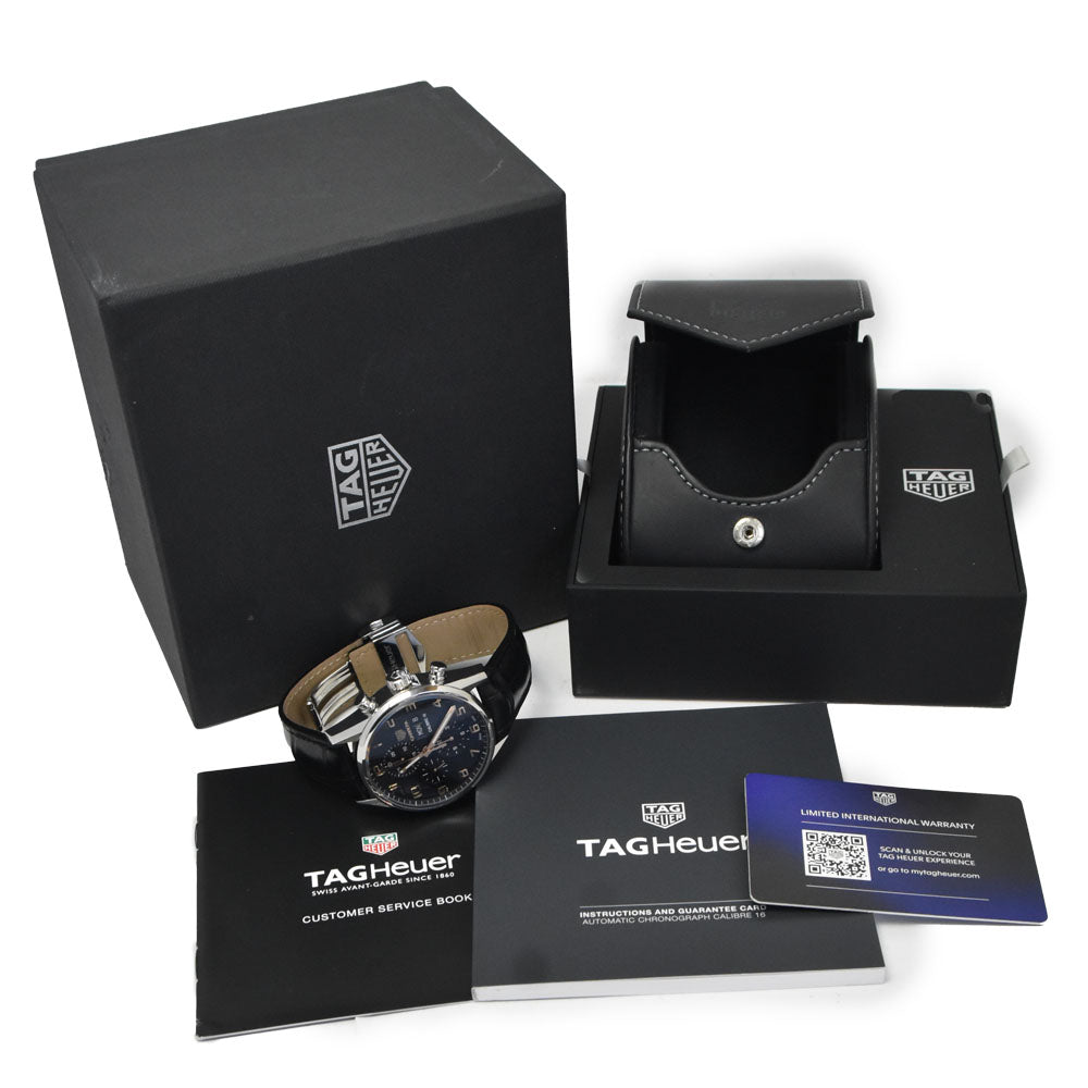 Tag Heuer Carrera Caliber 16 Chronograph Date Automatic Stainless Steel With Leather Watch (Pre-Owned)