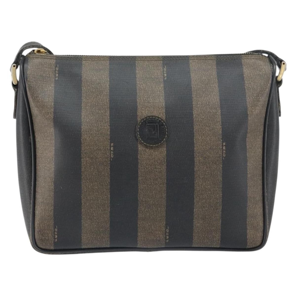 Fendi Vintage Pequin Pequin Brown Canvas Shoulder Bag Bag (Pre-Owned)