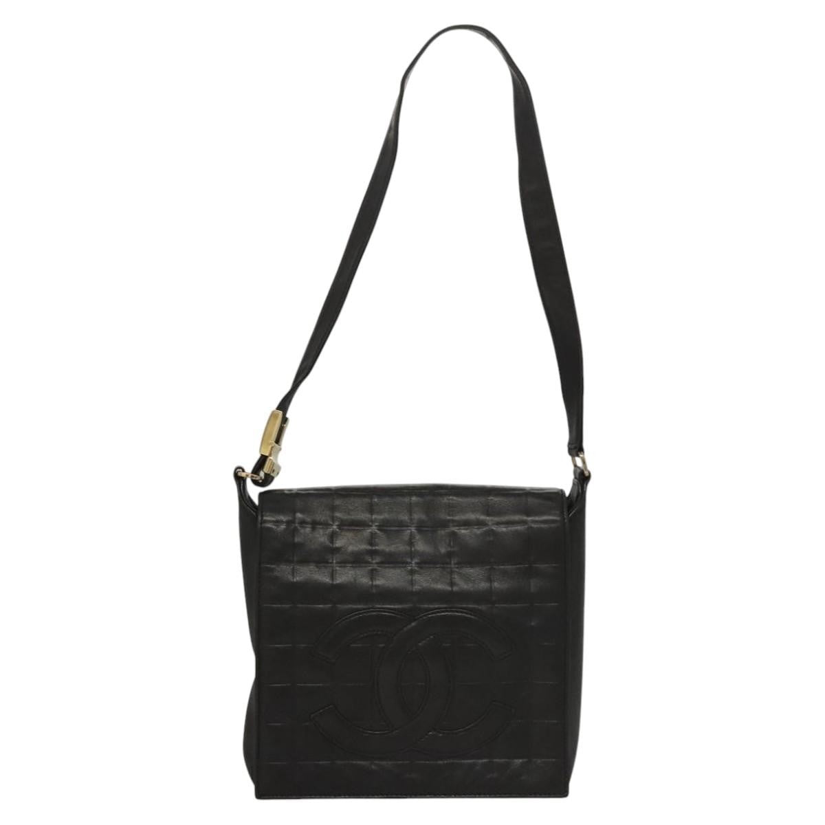 Chanel Chocolate Bar Cc Quilted Leather Black Leather Shoulder Bag Bag (Pre-Owned)