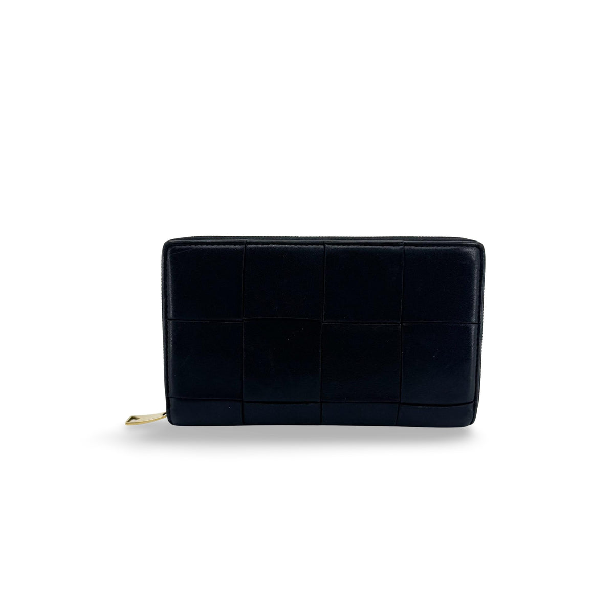 Bottega Veneta Zip Around Intrecciato Nappa Black Leather Wallets Accessory (Pre-Owned)