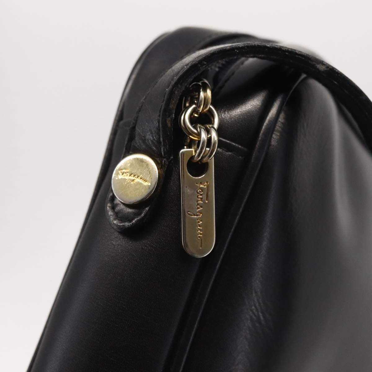 Salvatore Ferragamo Vala Leather Black Leather Shoulder Bag Bag (Pre-Owned)