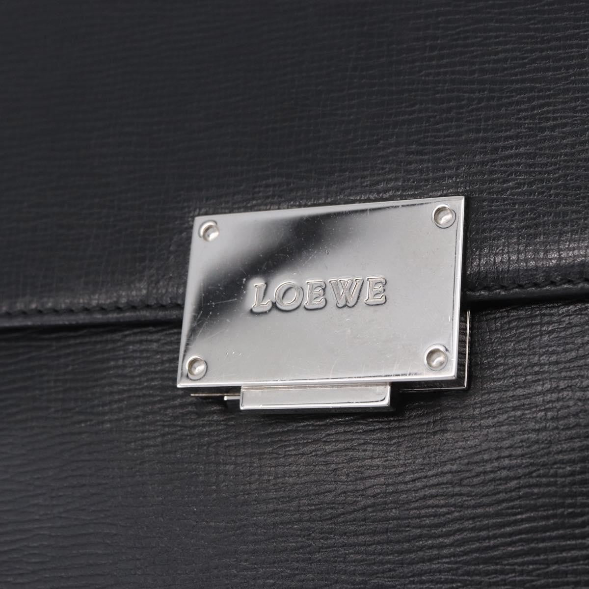 Loewe Shoulder Bag Leather Black Leather Shoulder Bag Bag (Pre-Owned)
