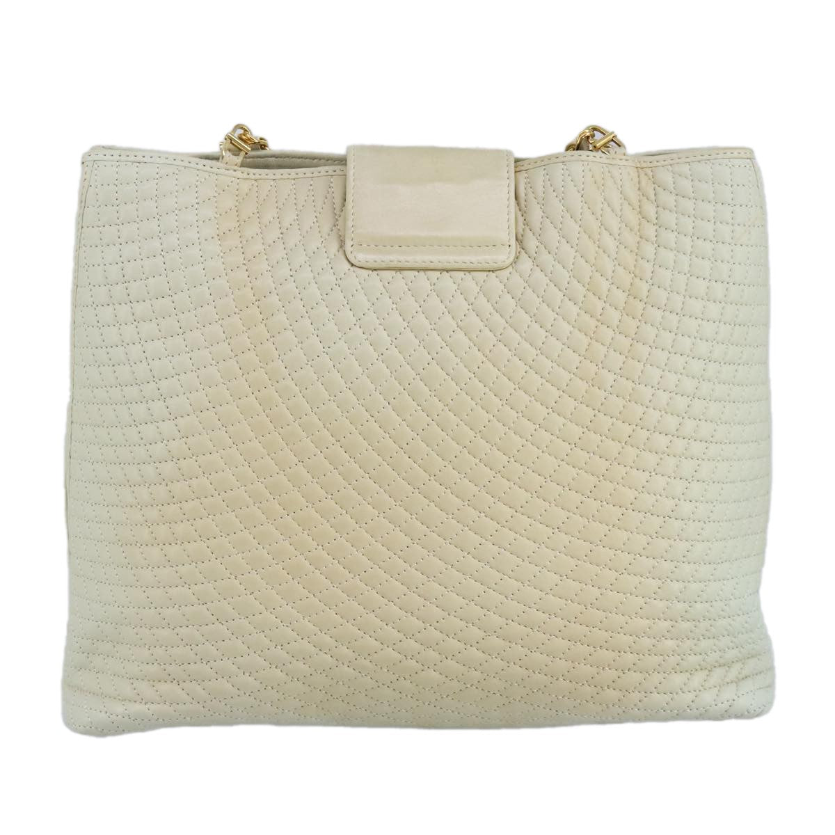 Bally Vintage Quilted Leather Beige Leather Shoulder Bag Bag (Pre-Owned)