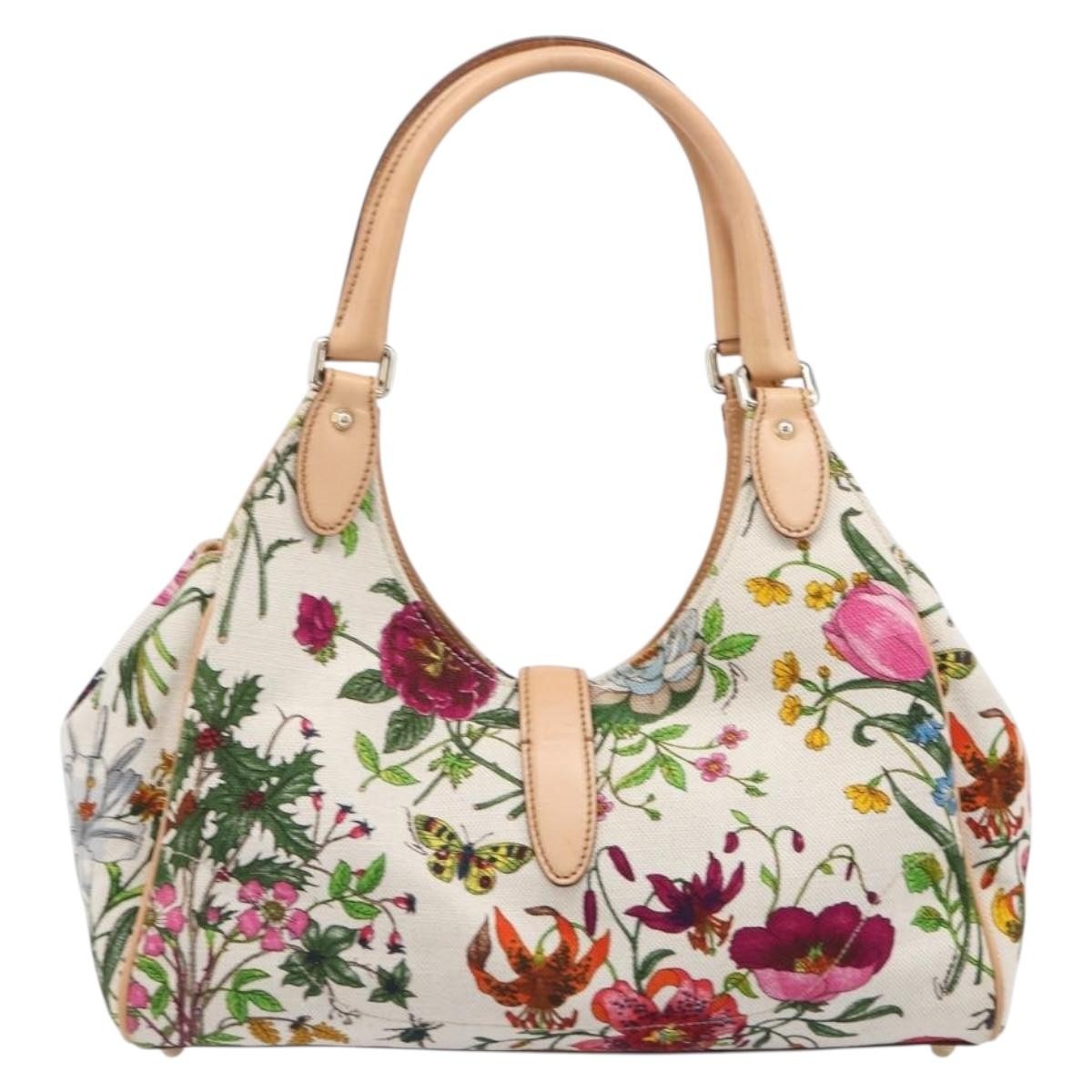 Gucci Joy Bardot Hobo Flora Canvas Multicolour Canvas Handbag (Pre-Owned)