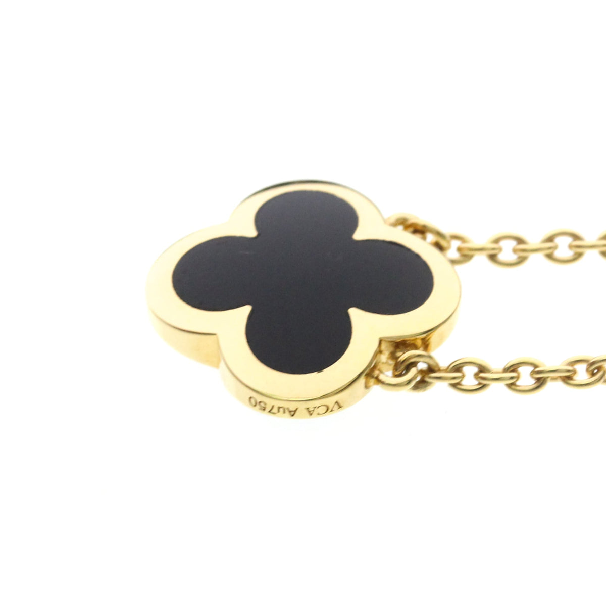Van Cleef & Arpels Pure Alhambra Pendant 18K Yellow Gold And Onyx Gold Yellow_Gold Necklace Jewelry (Pre-Owned)