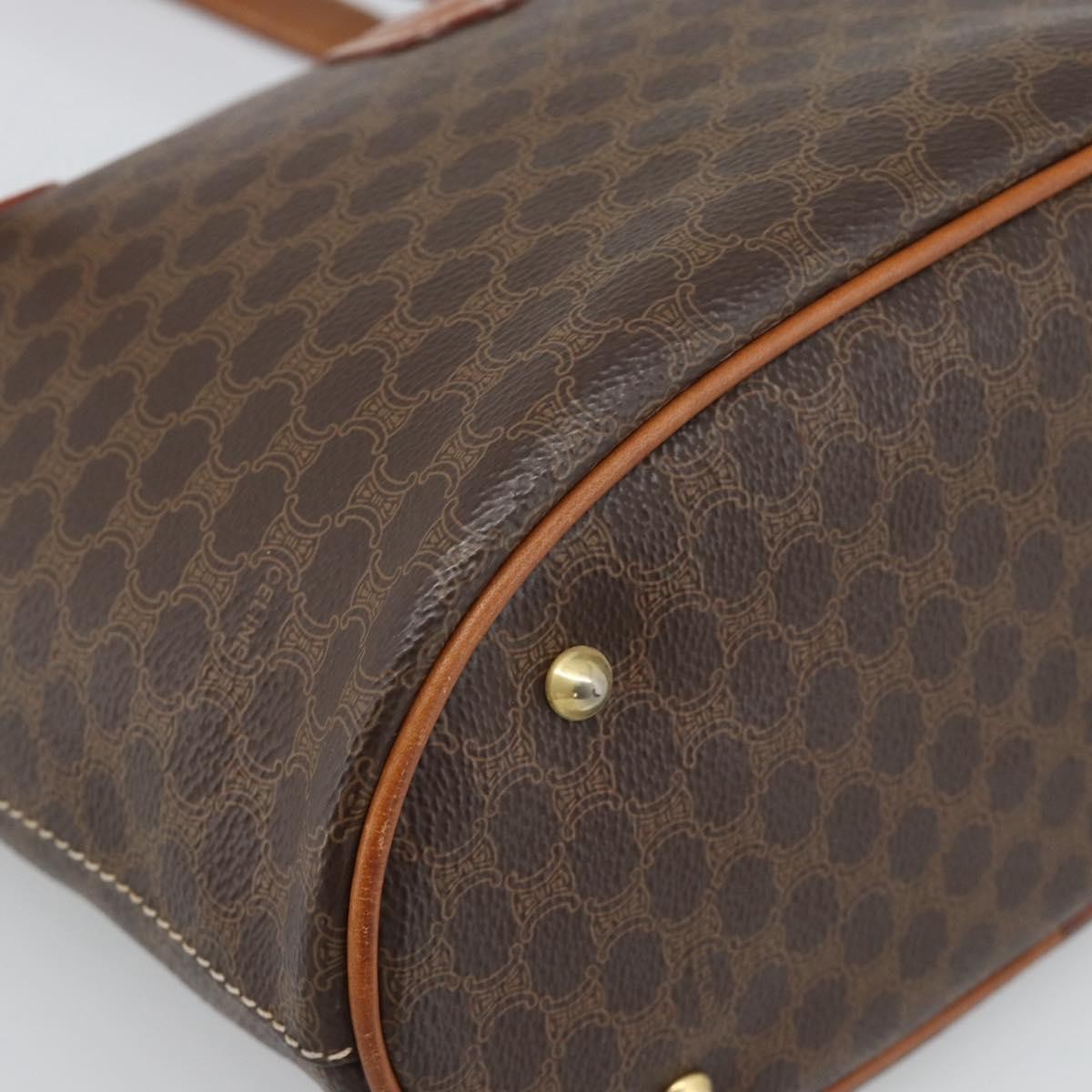 Celine Vintage Macadam Canvas And Leather Brown Canvas Tote Bag Bag (Pre-Owned)