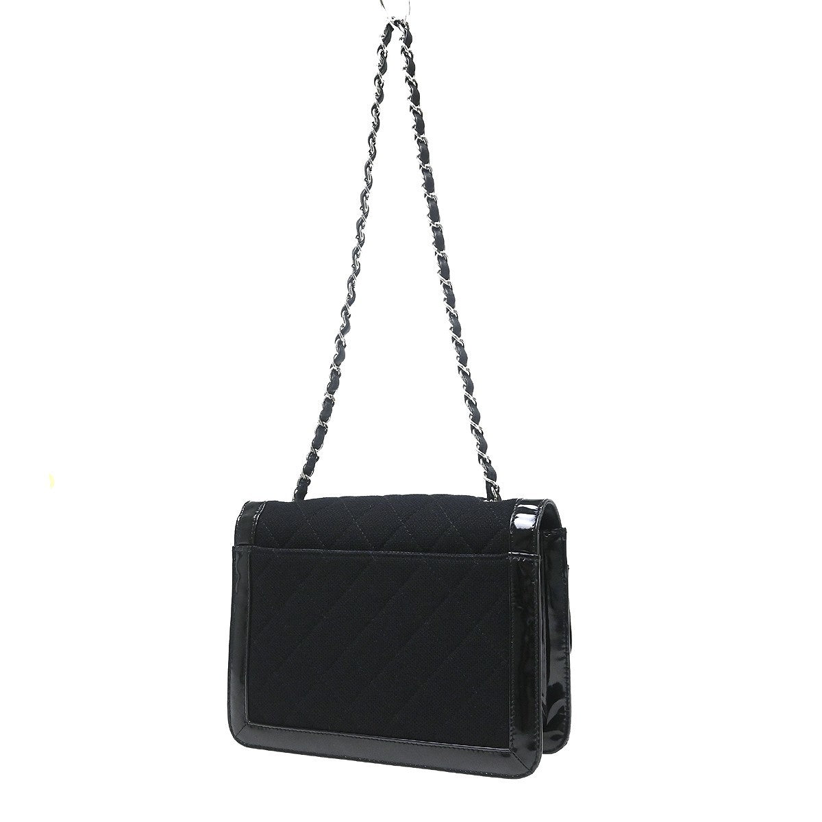 Chanel Reissue Flap Quilted Jersey With Patent Black Canvas Shoulder Bag Bag (Pre-Owned)